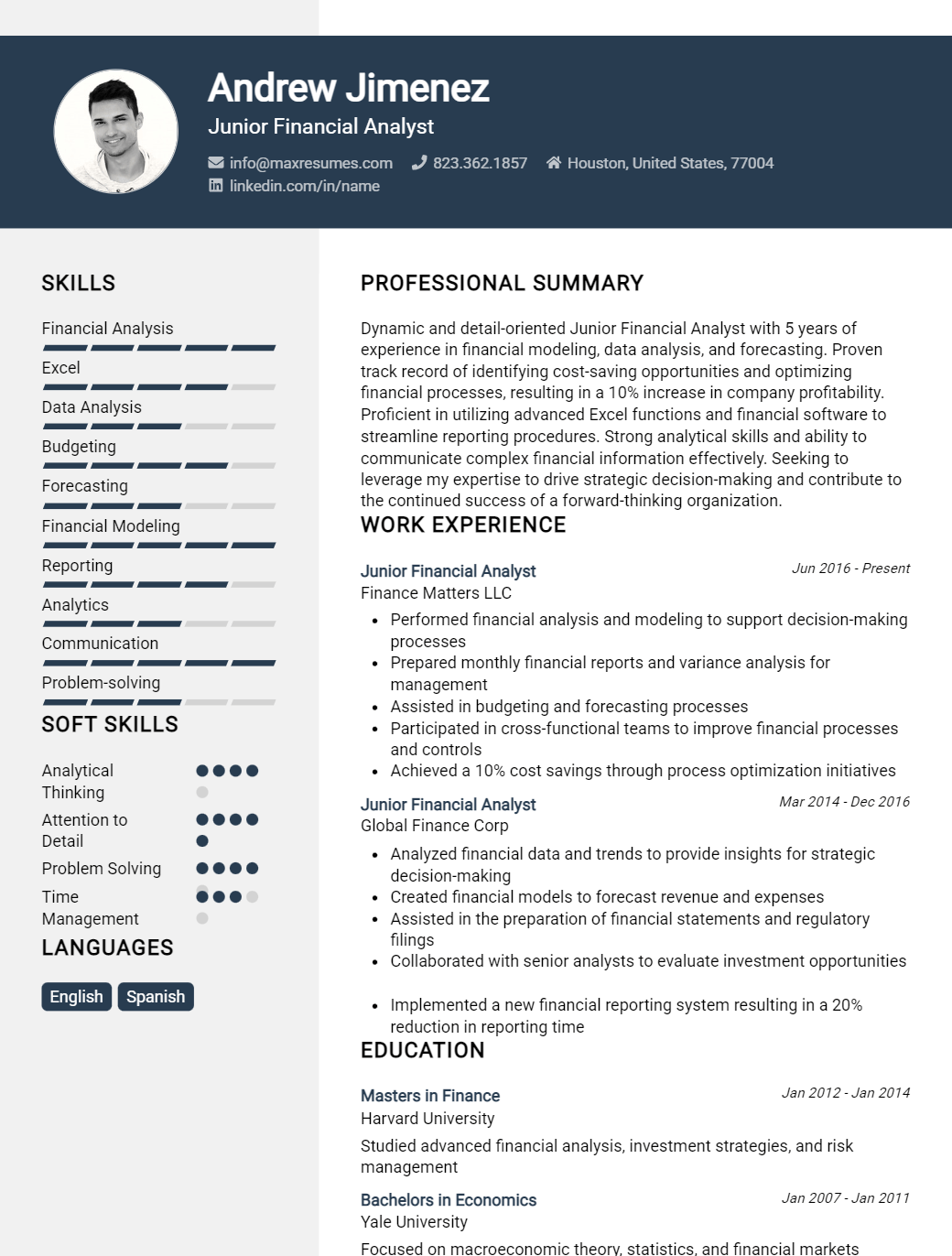 junior-financial-analyst-resume-sample