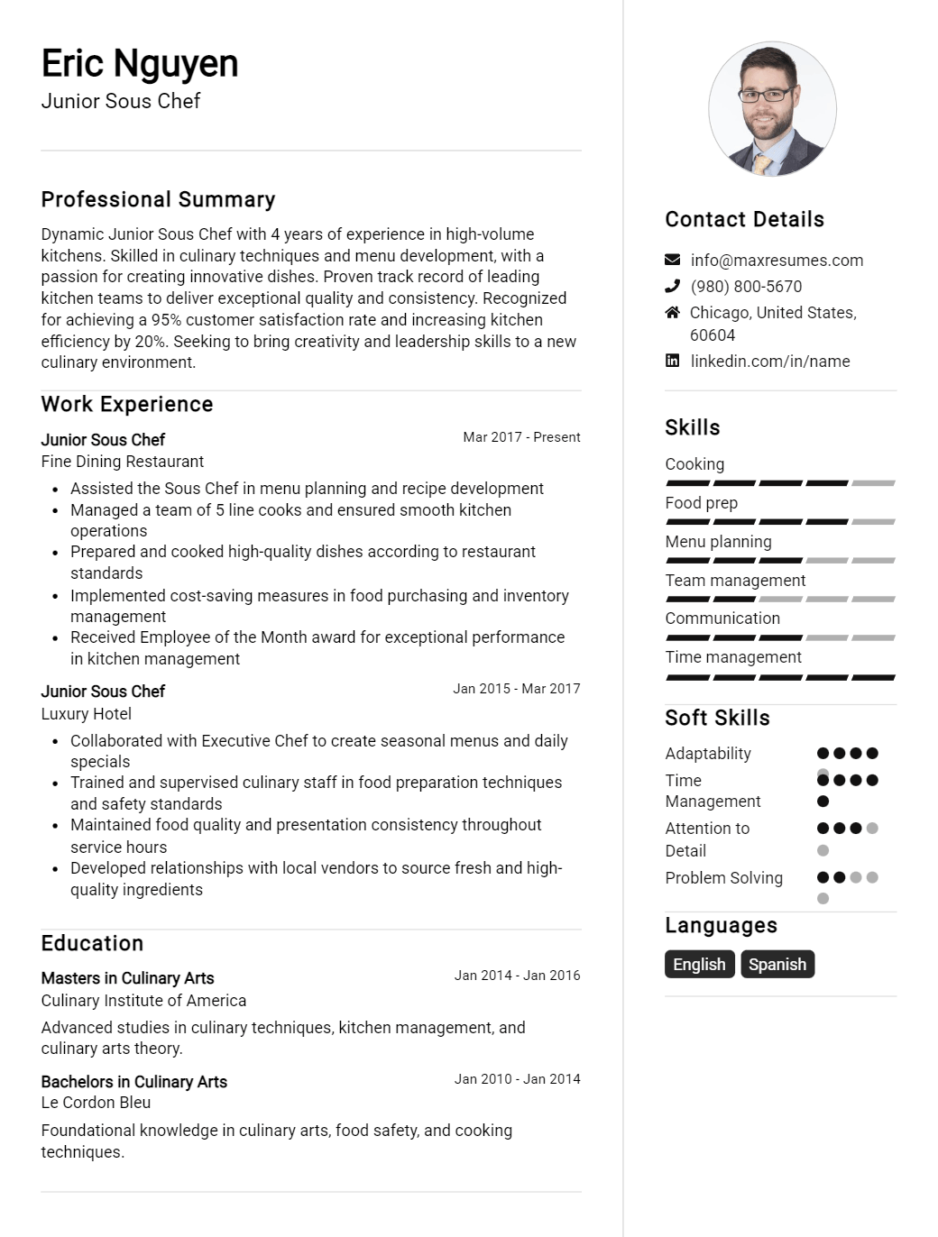 junior-sous-chef-resume-sample