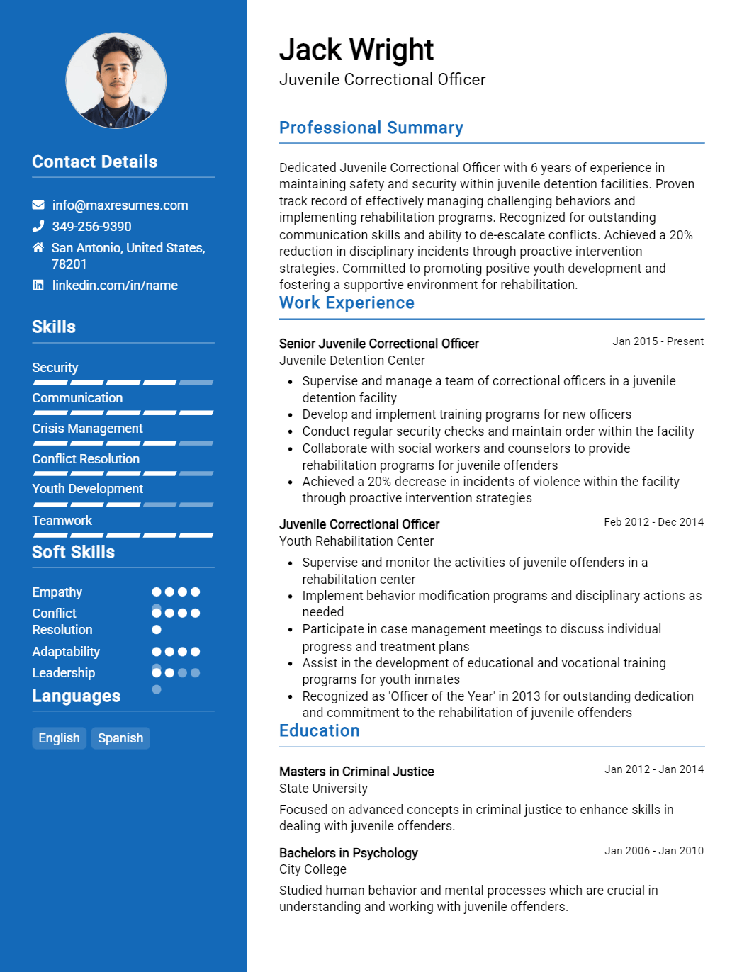 juvenile-correctional-officer-resume-sample