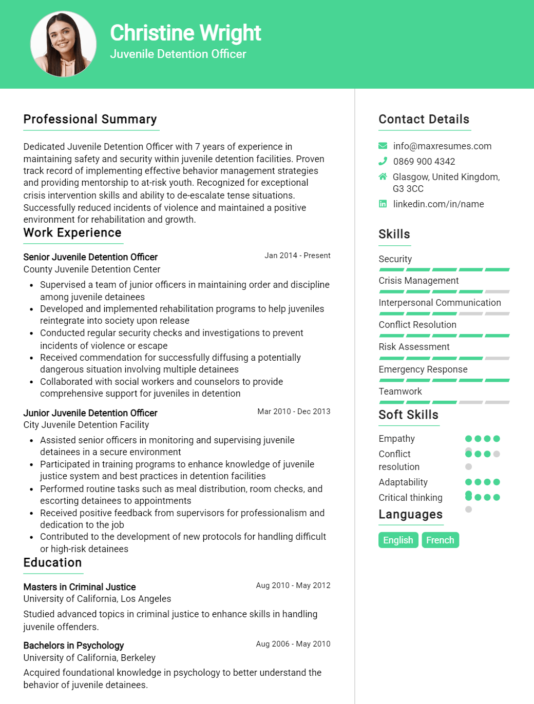 juvenile-detention-officer-resume-sample