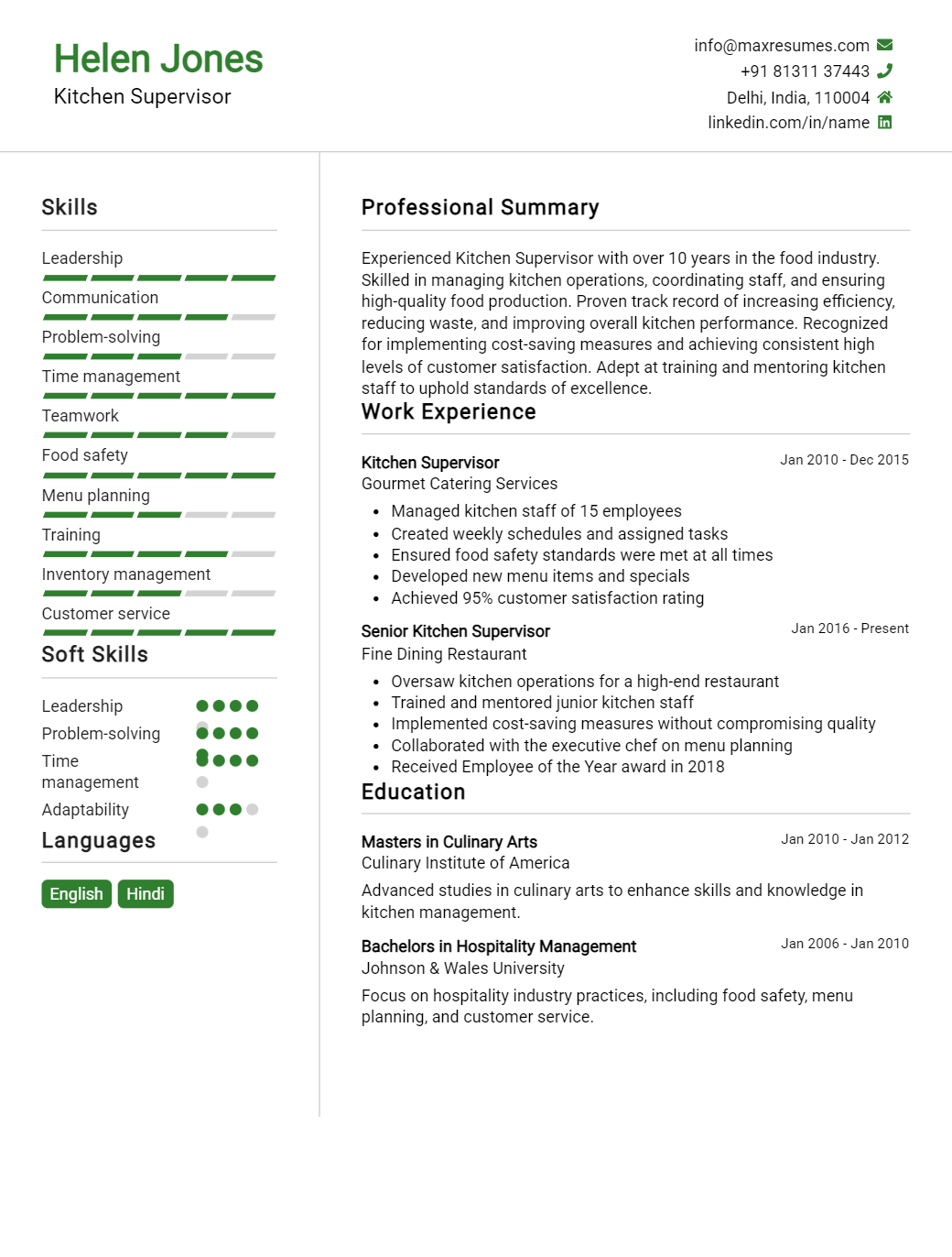 kitchen-supervisor-resume-sample