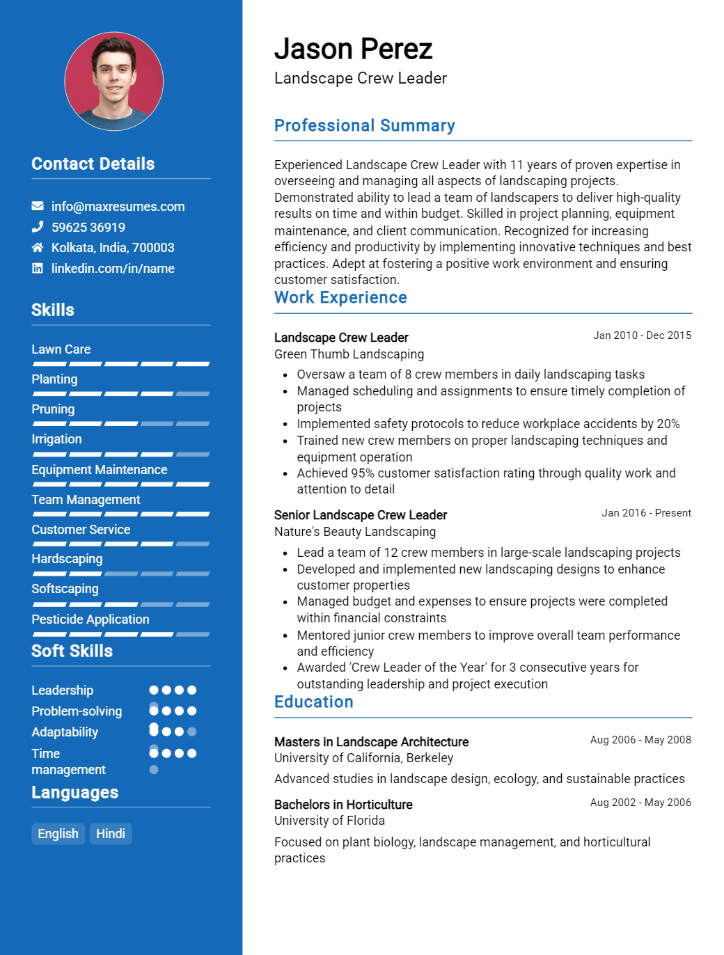 landscape-crew-leader-resume-sample