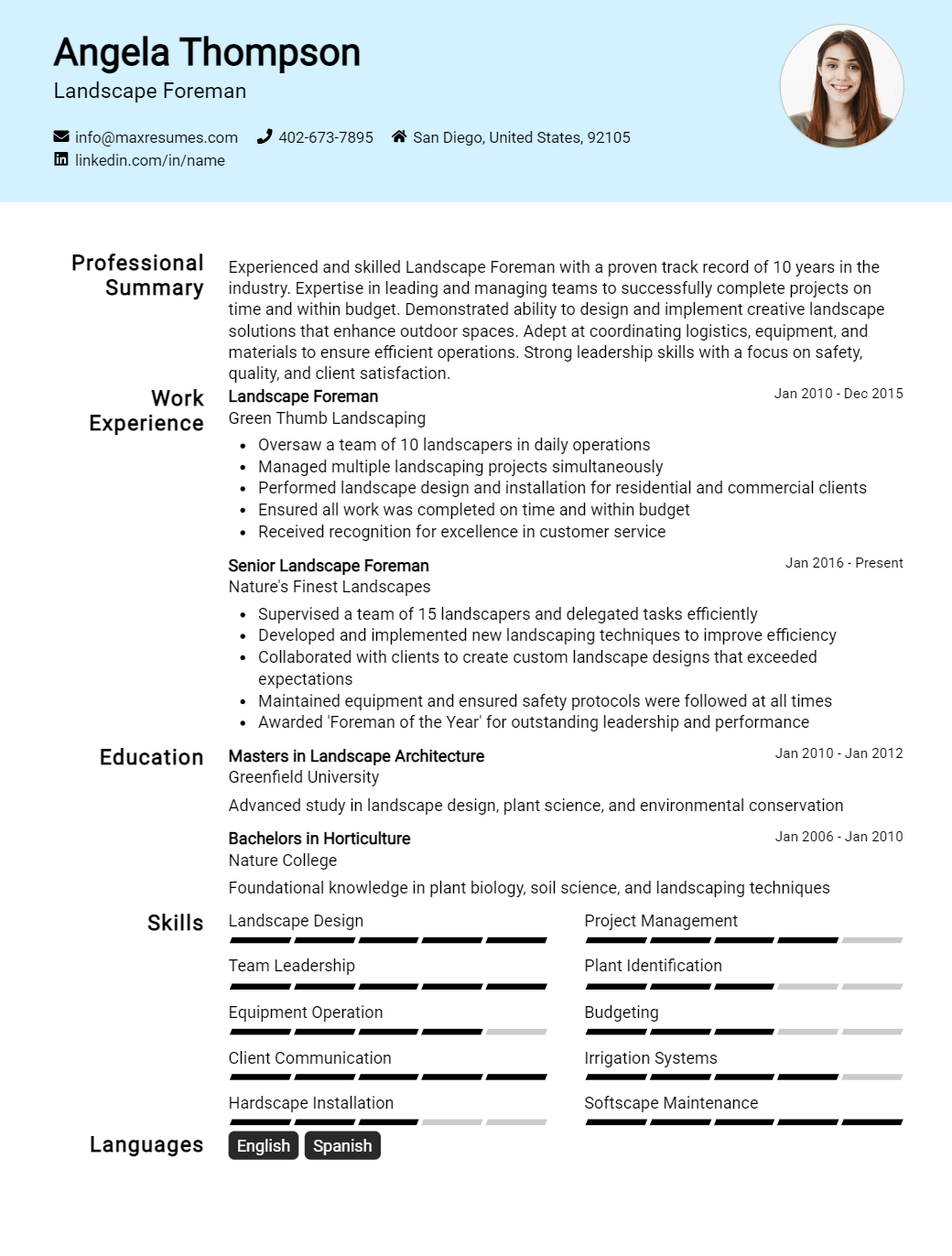 landscape-foreman-resume-sample