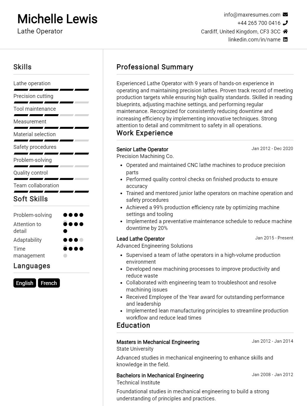 lathe-operator-resume-sample