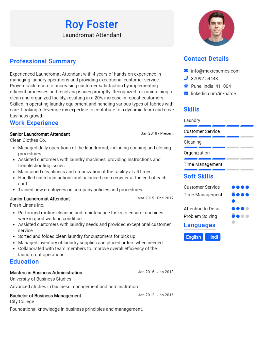 laundromat-attendant-resume-sample