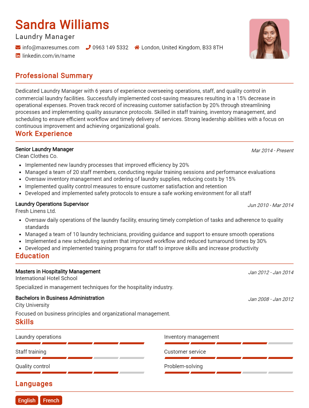 laundry-manager-resume-sample