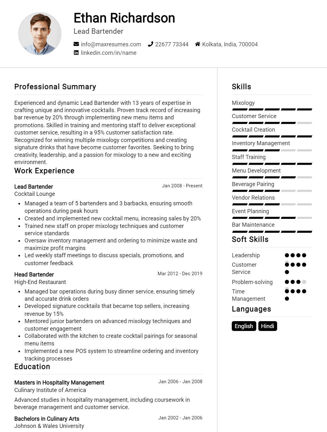 lead-bartender-resume-sample