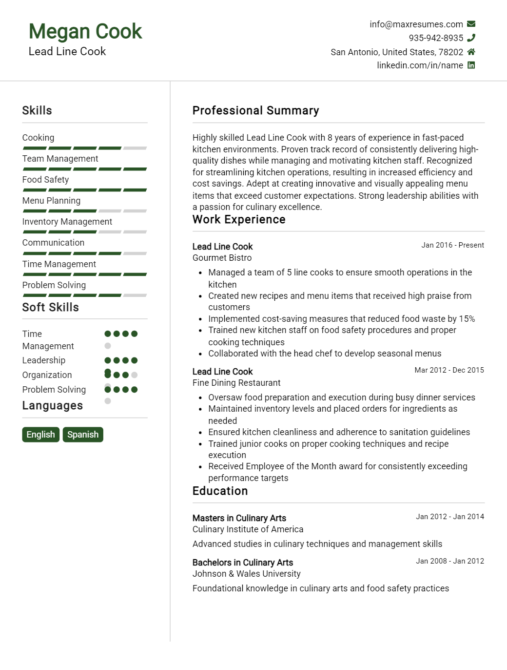 lead-line-cook-resume-sample