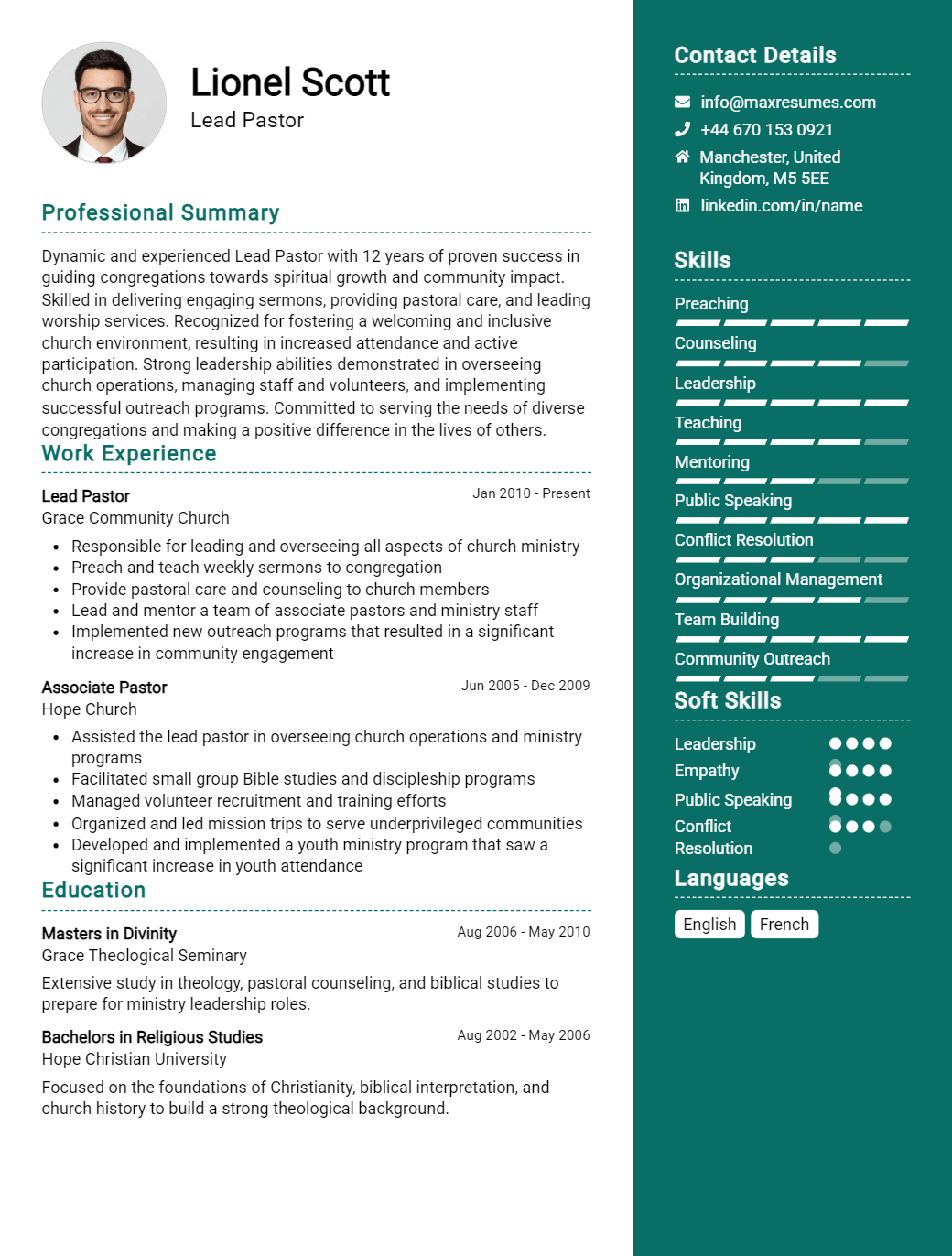 lead-pastor-resume-sample