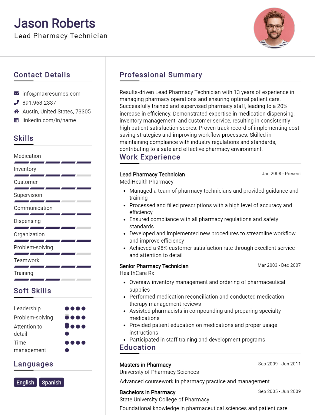 lead-pharmacy-technician-resume-sample