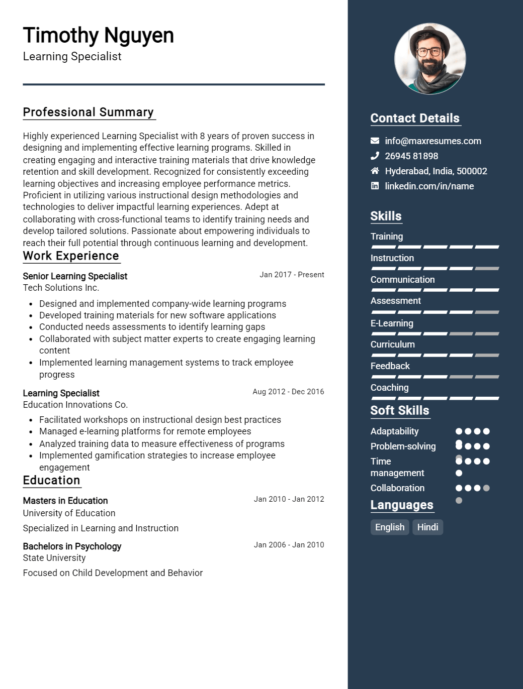 learning-specialist-resume-sample