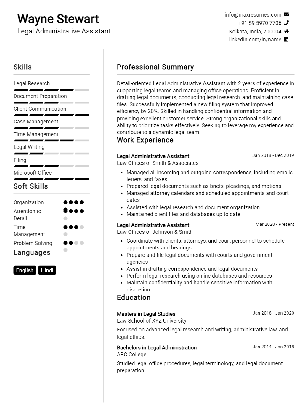 legal-administrative-assistant-resume-sample