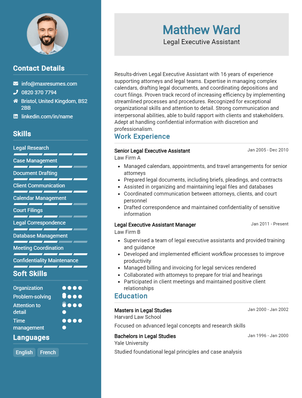 legal-executive-assistant-resume-sample