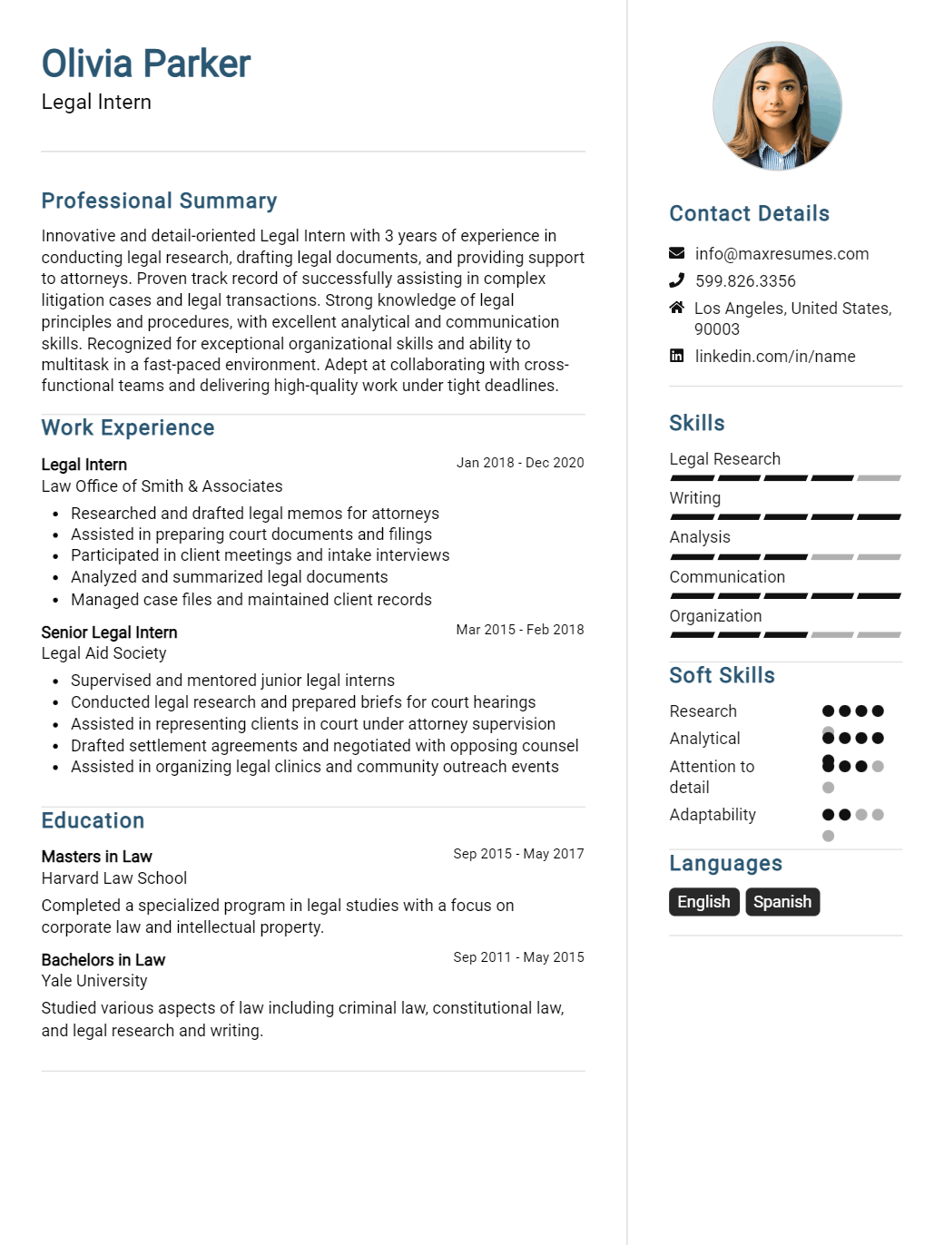 legal-intern-resume-sample