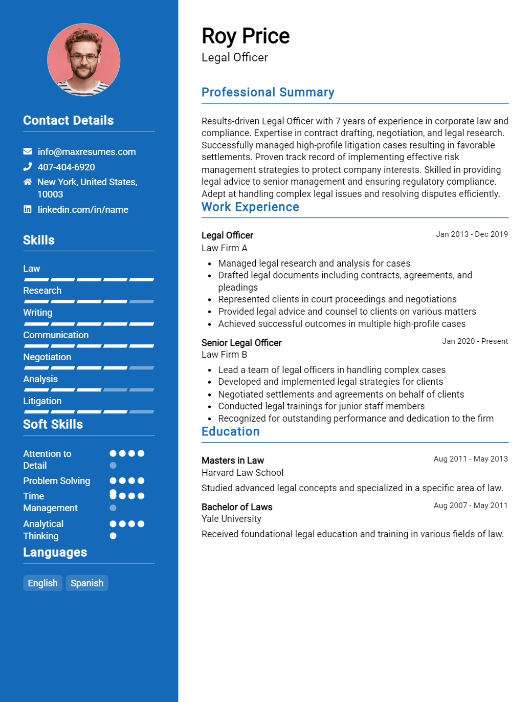 legal-officer-resume-sample