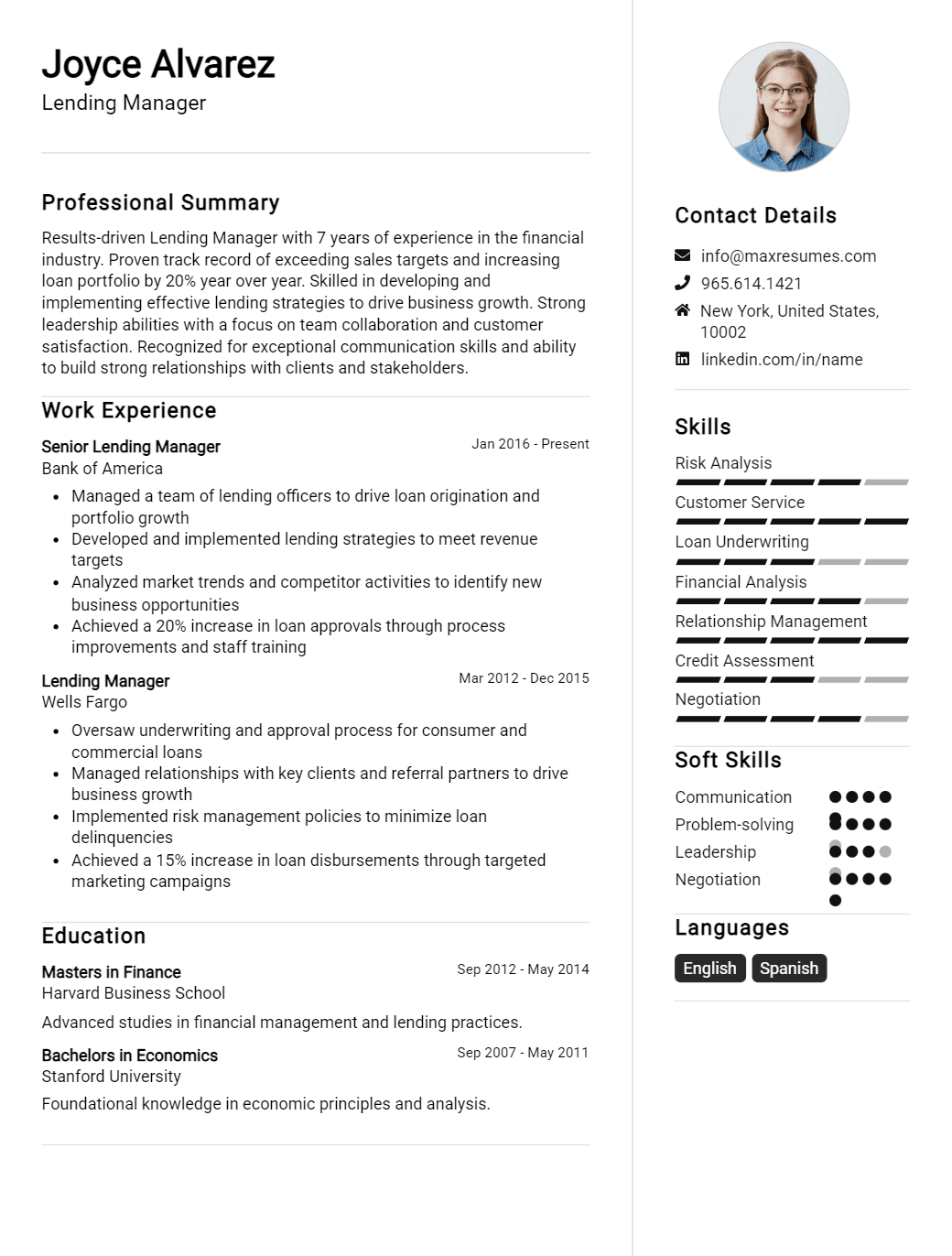 lending-manager-resume-sample