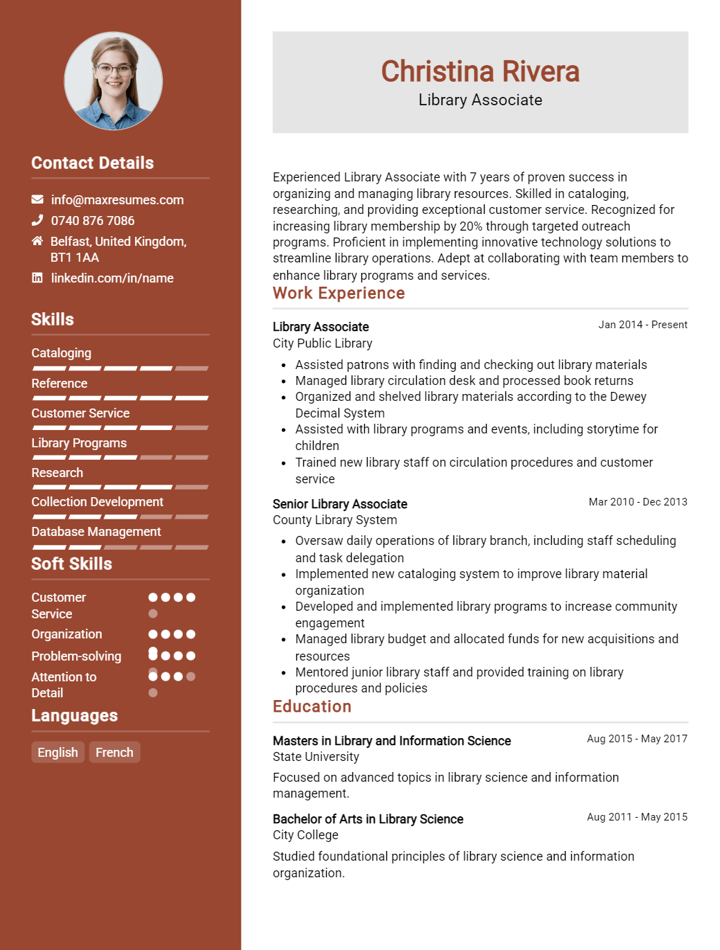 library-associate-resume-sample