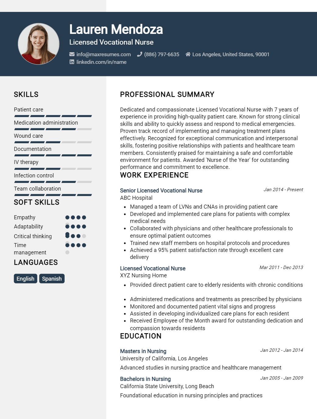licensed-vocational-nurse-resume-sample
