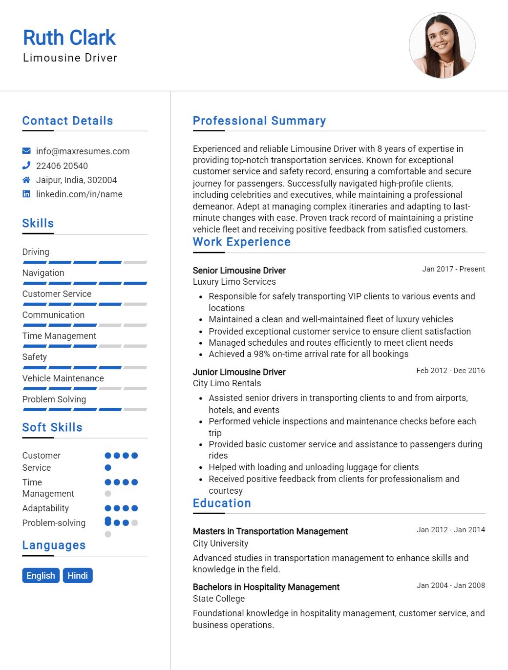 limousine-driver-resume-sample