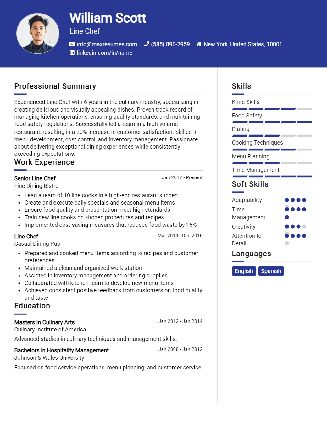 line-chef-resume-sample