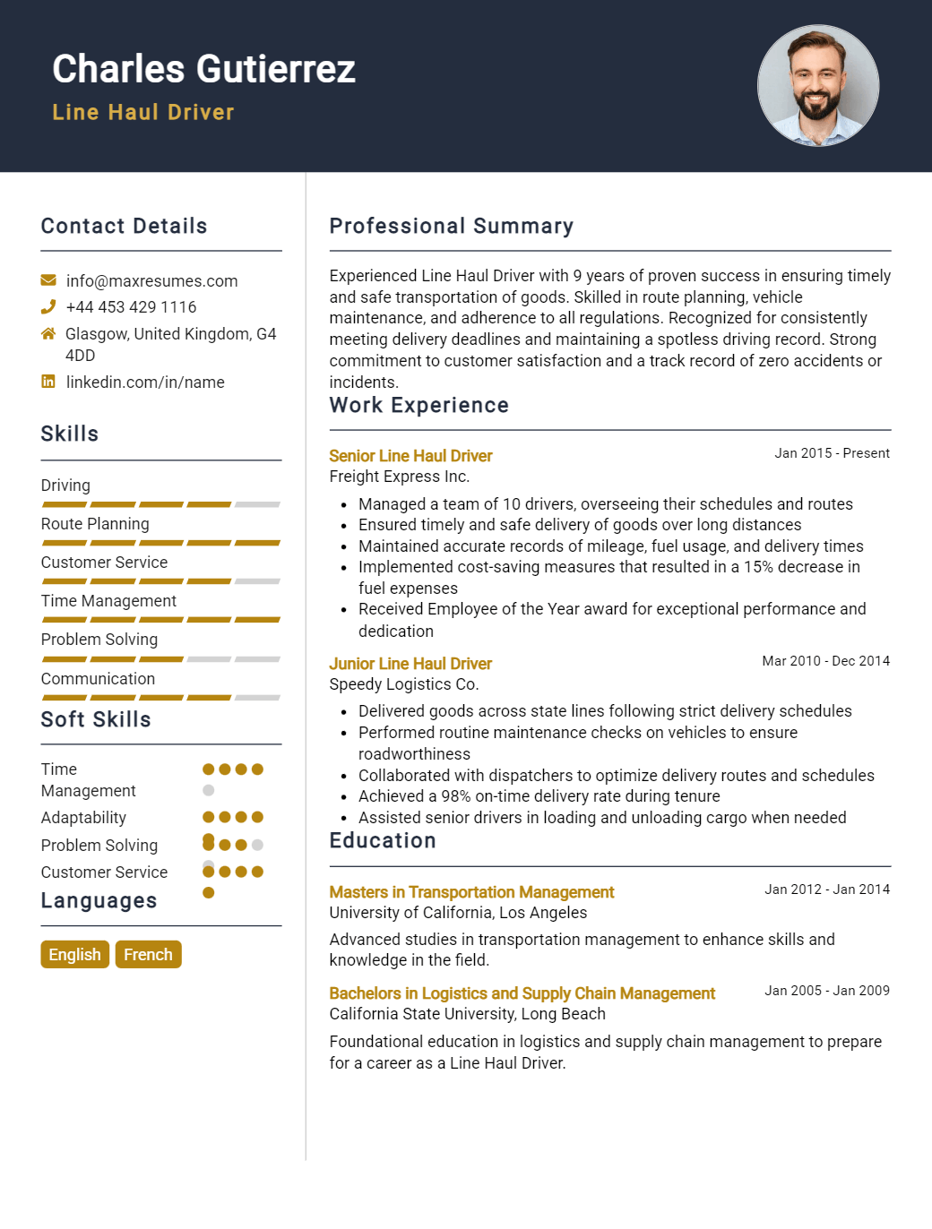 line-haul-driver-resume-sample