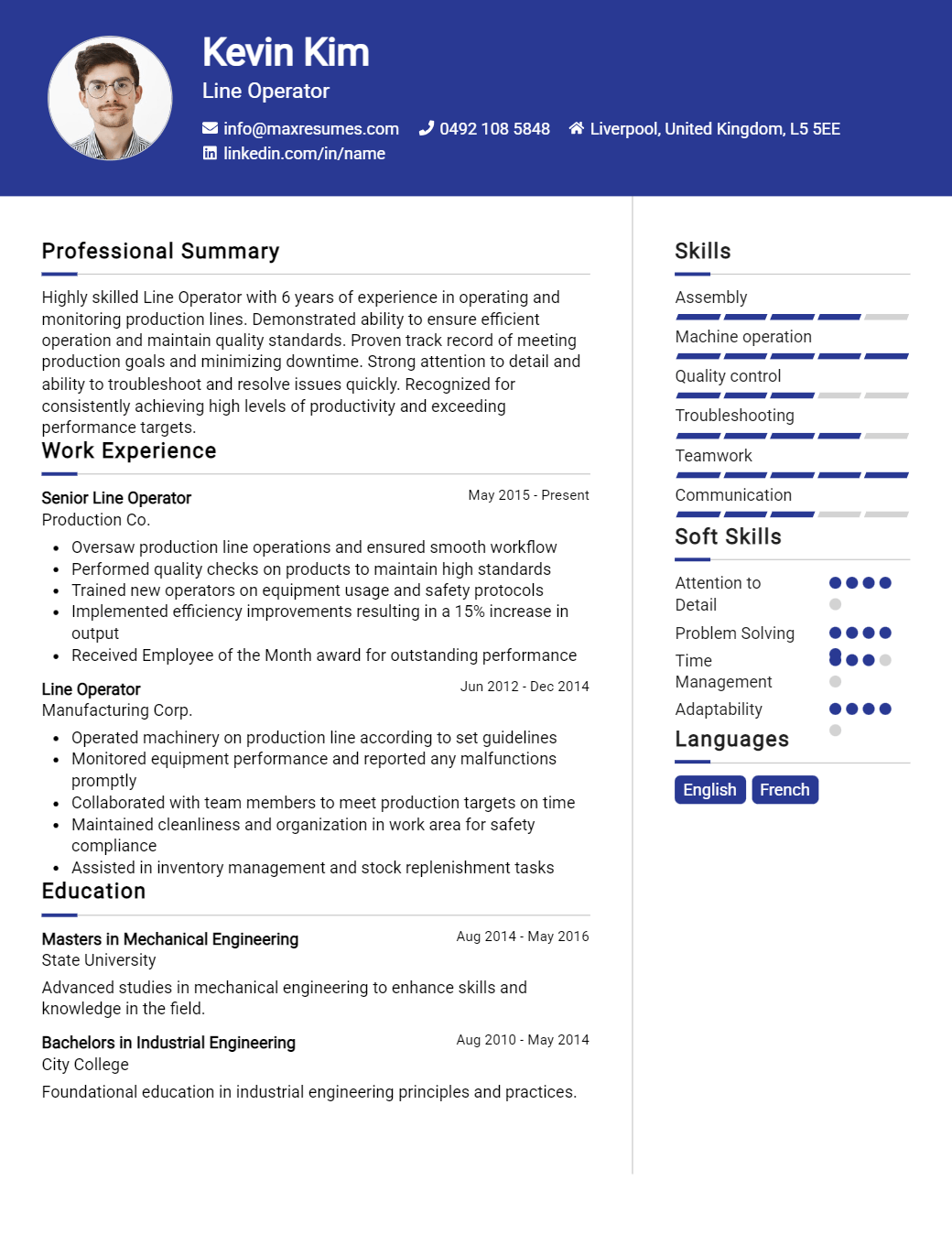 line-operator-resume-sample
