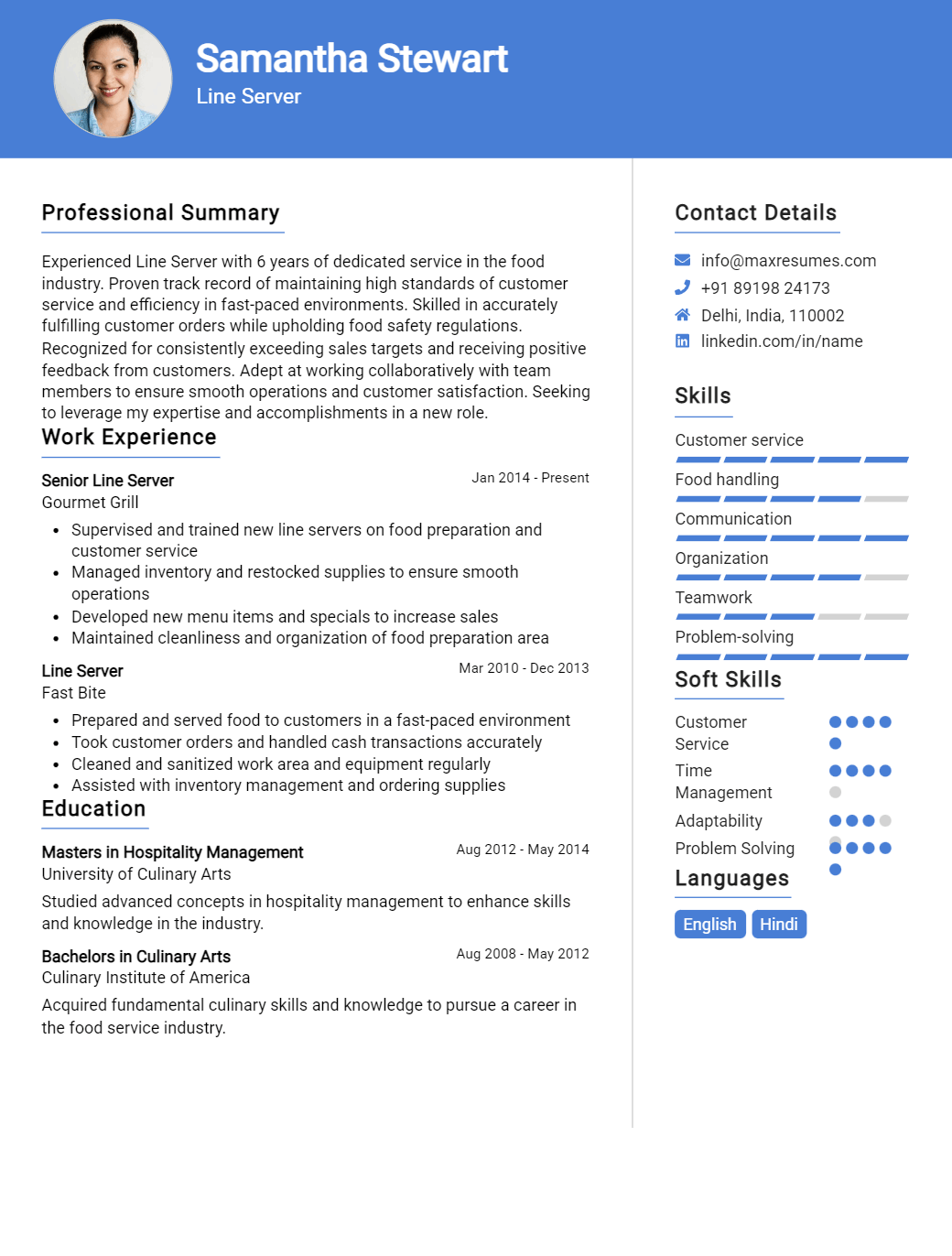 line-server-resume-sample