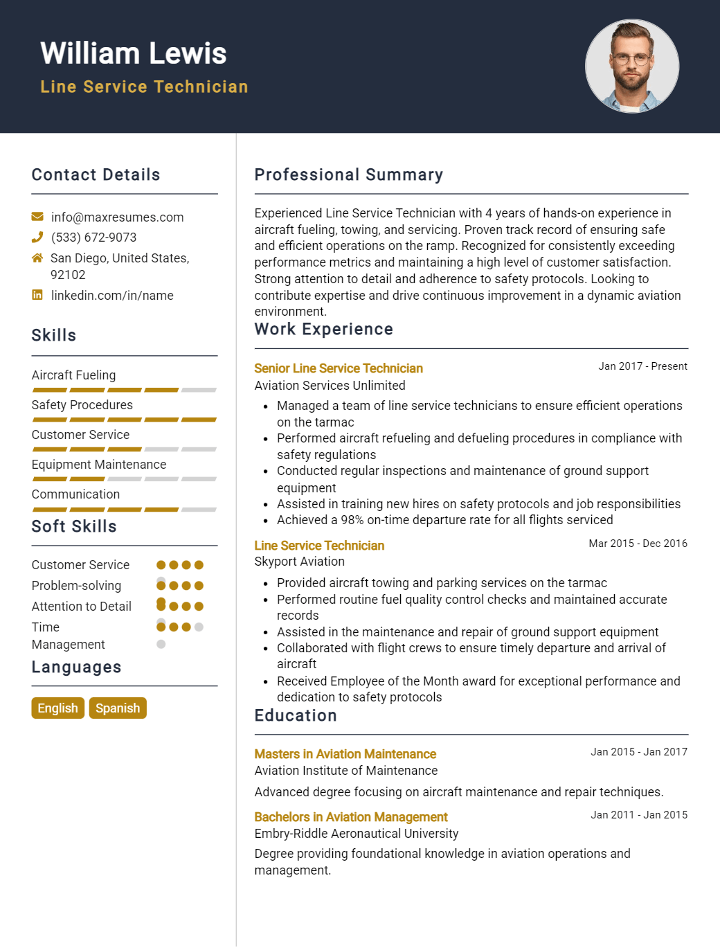 line-service-technician-resume-sample