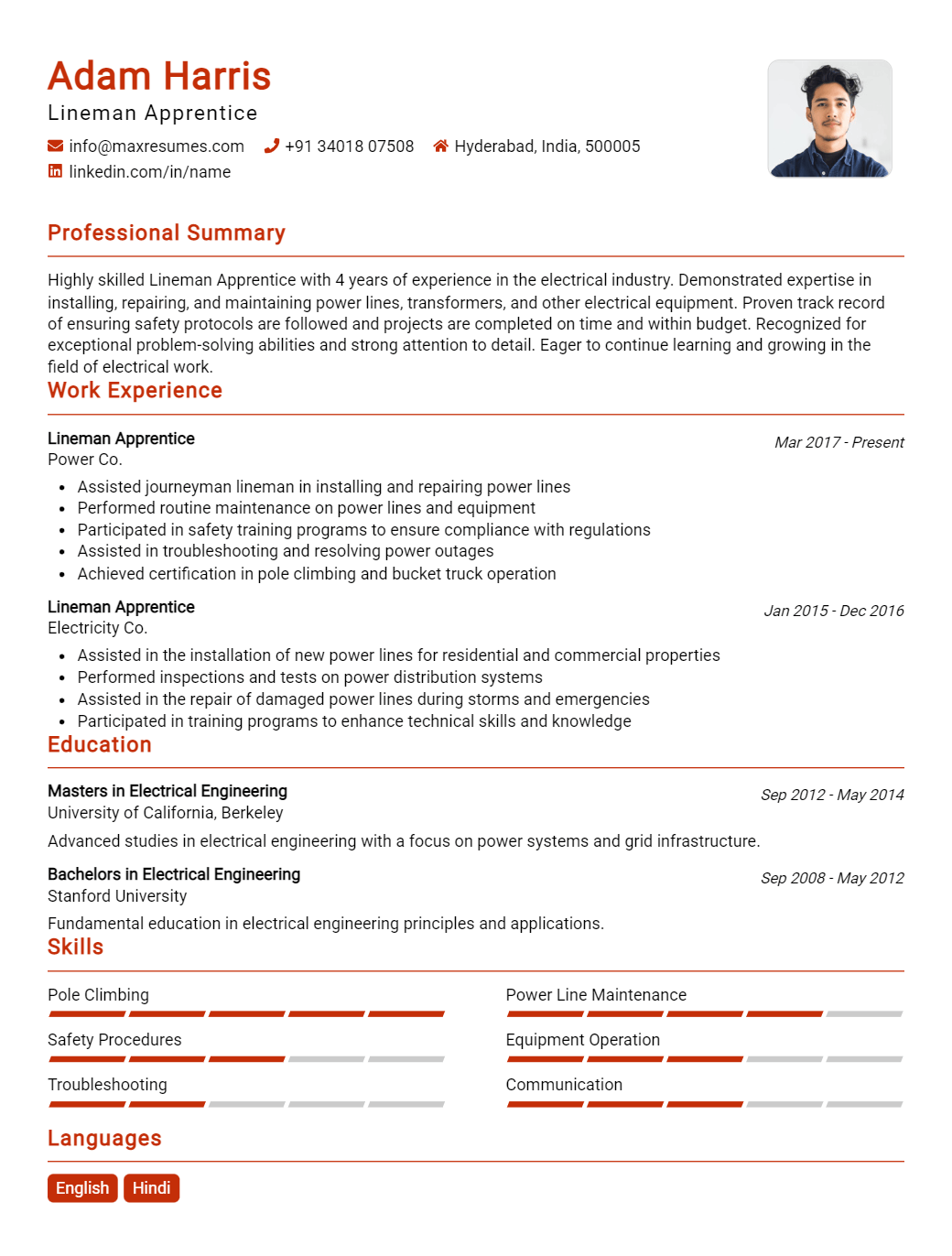 lineman-apprentice-resume-sample