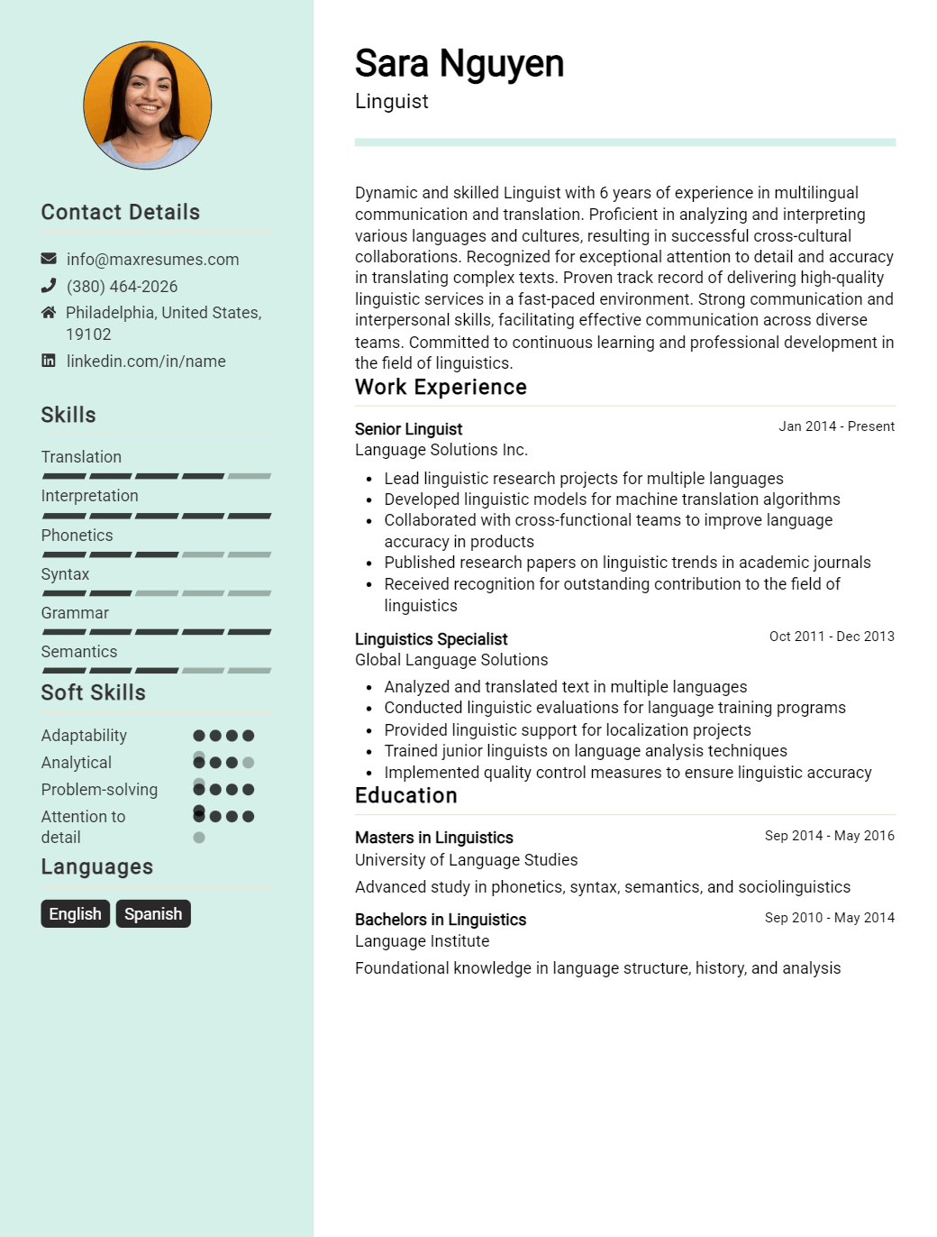 linguist-resume-sample