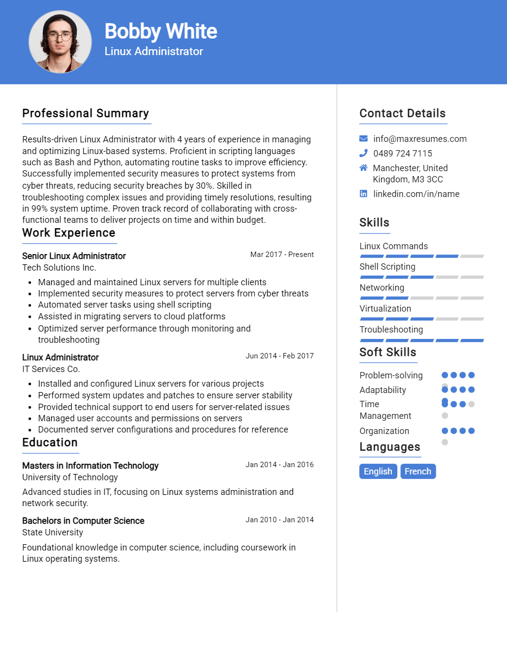 linux-administrator-resume-sample