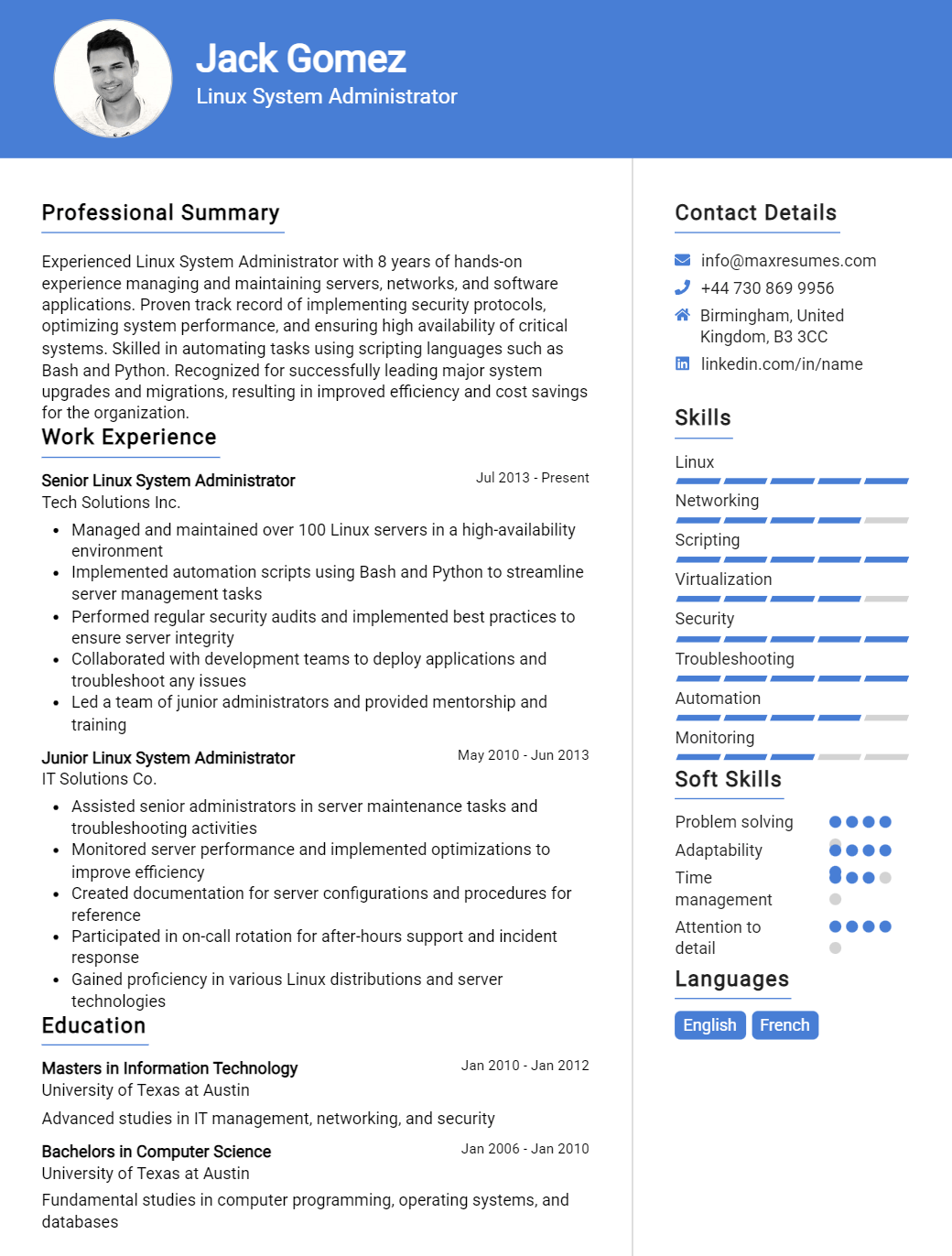 linux-system-administrator-resume-sample