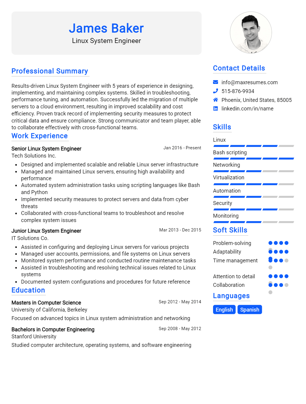 linux-system-engineer-resume-sample