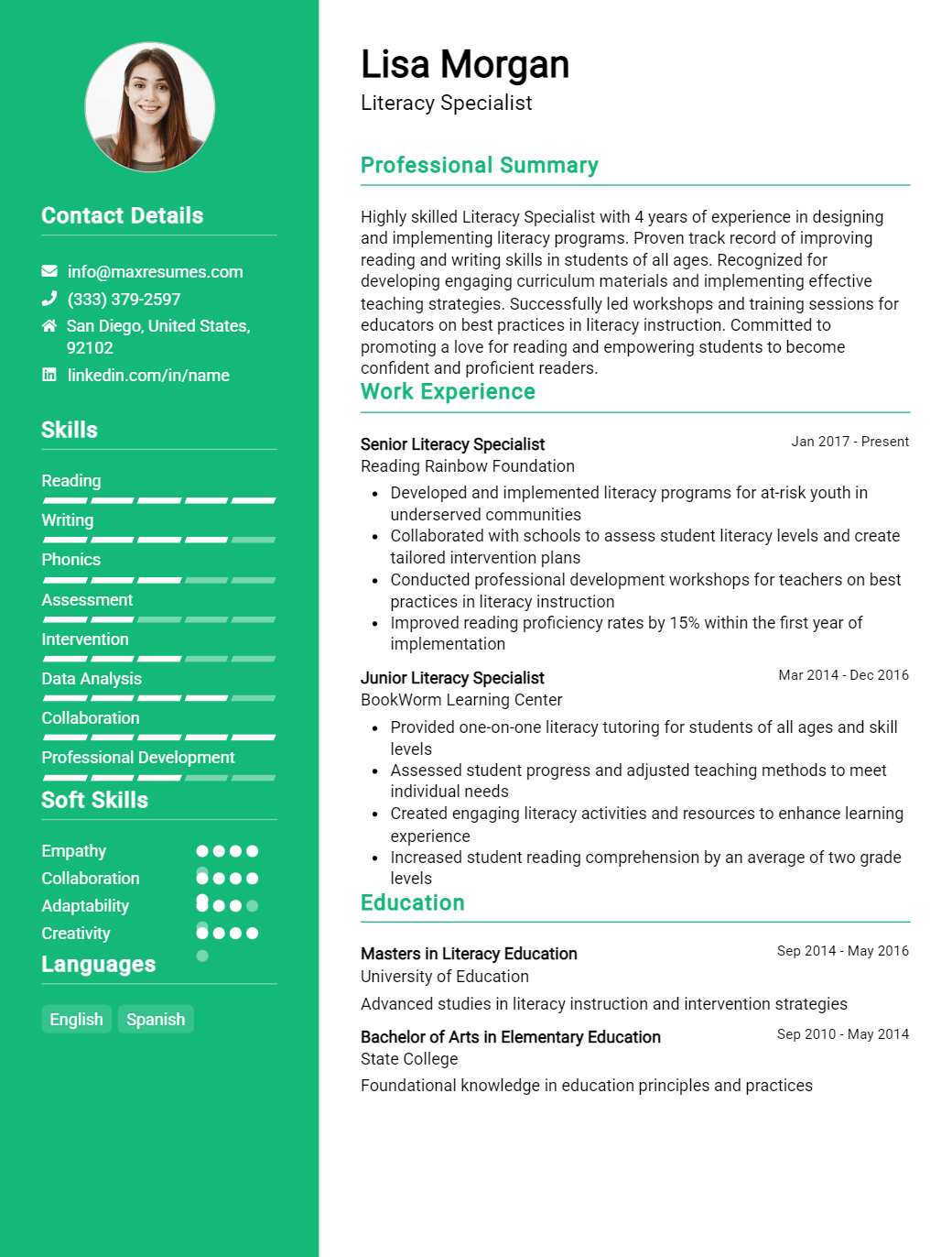 literacy-specialist-resume-sample