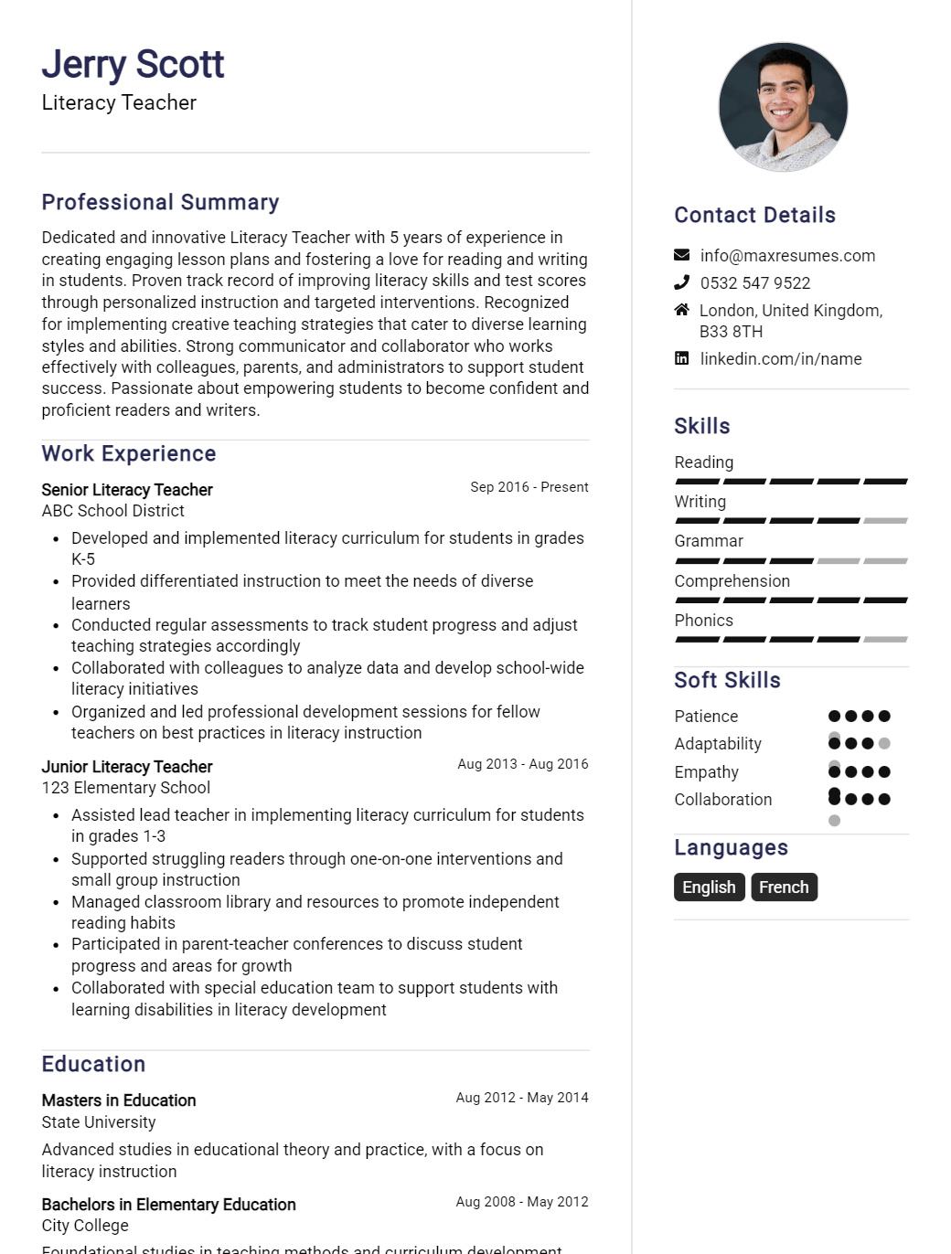 literacy-teacher-resume-sample