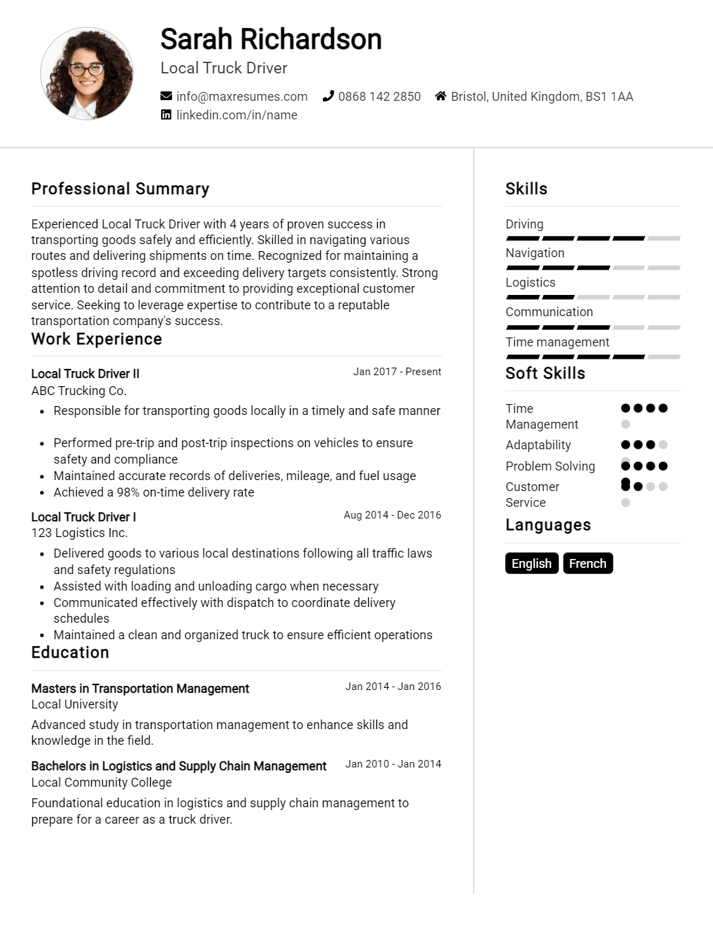 local-truck-driver-resume-sample