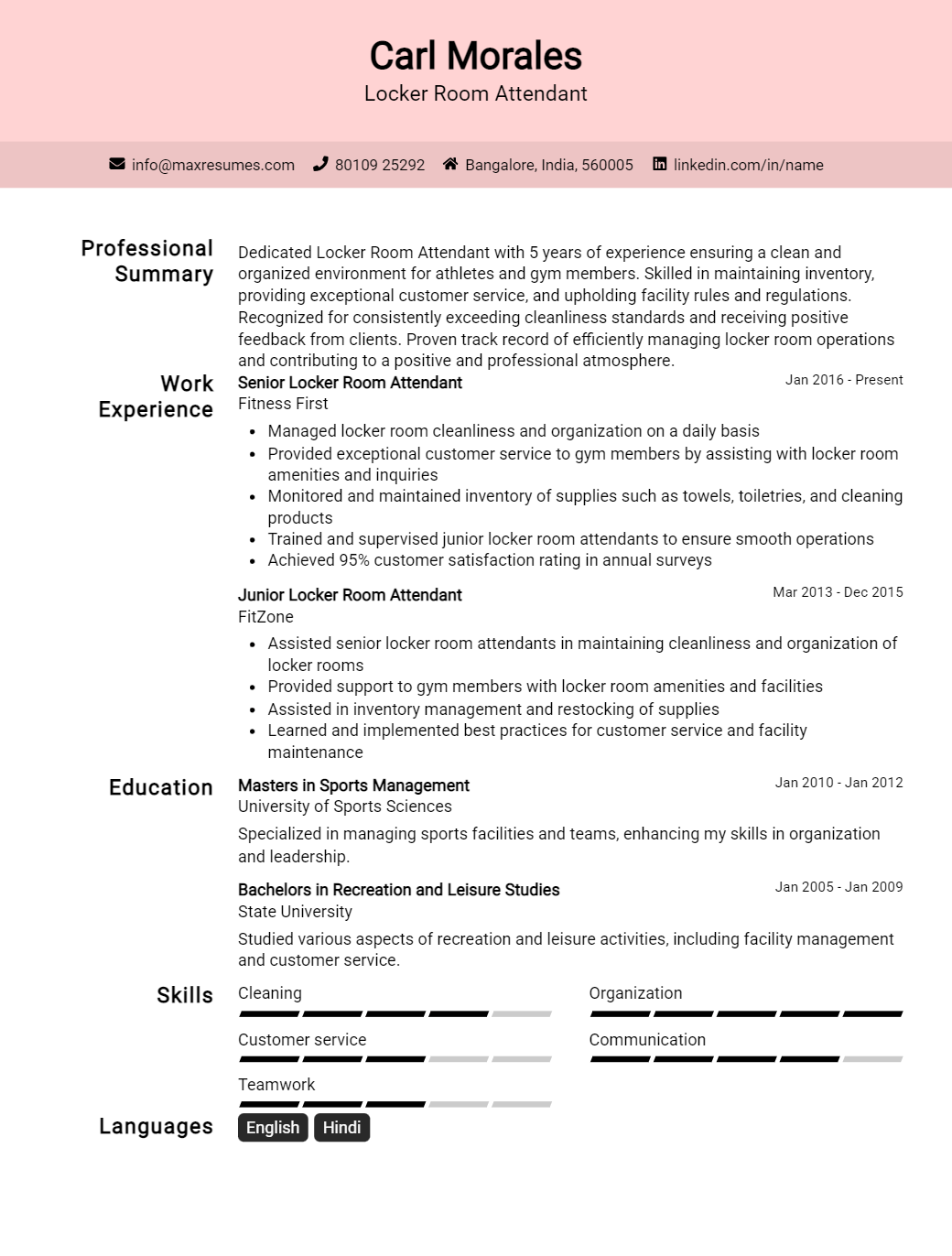locker-room-attendant-resume-sample