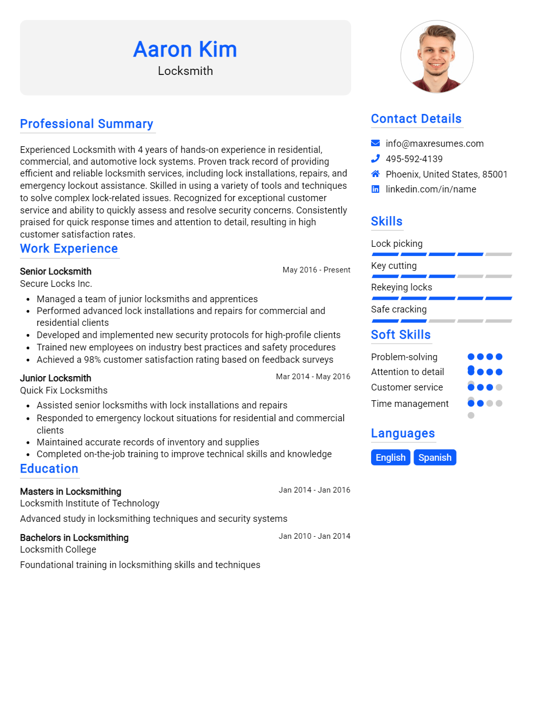 locksmith-resume-sample