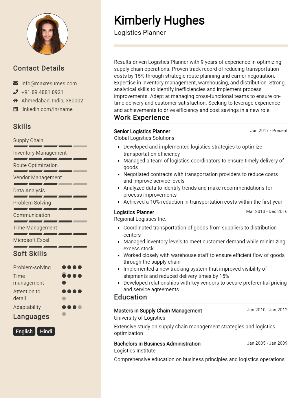 planner-resume-sample