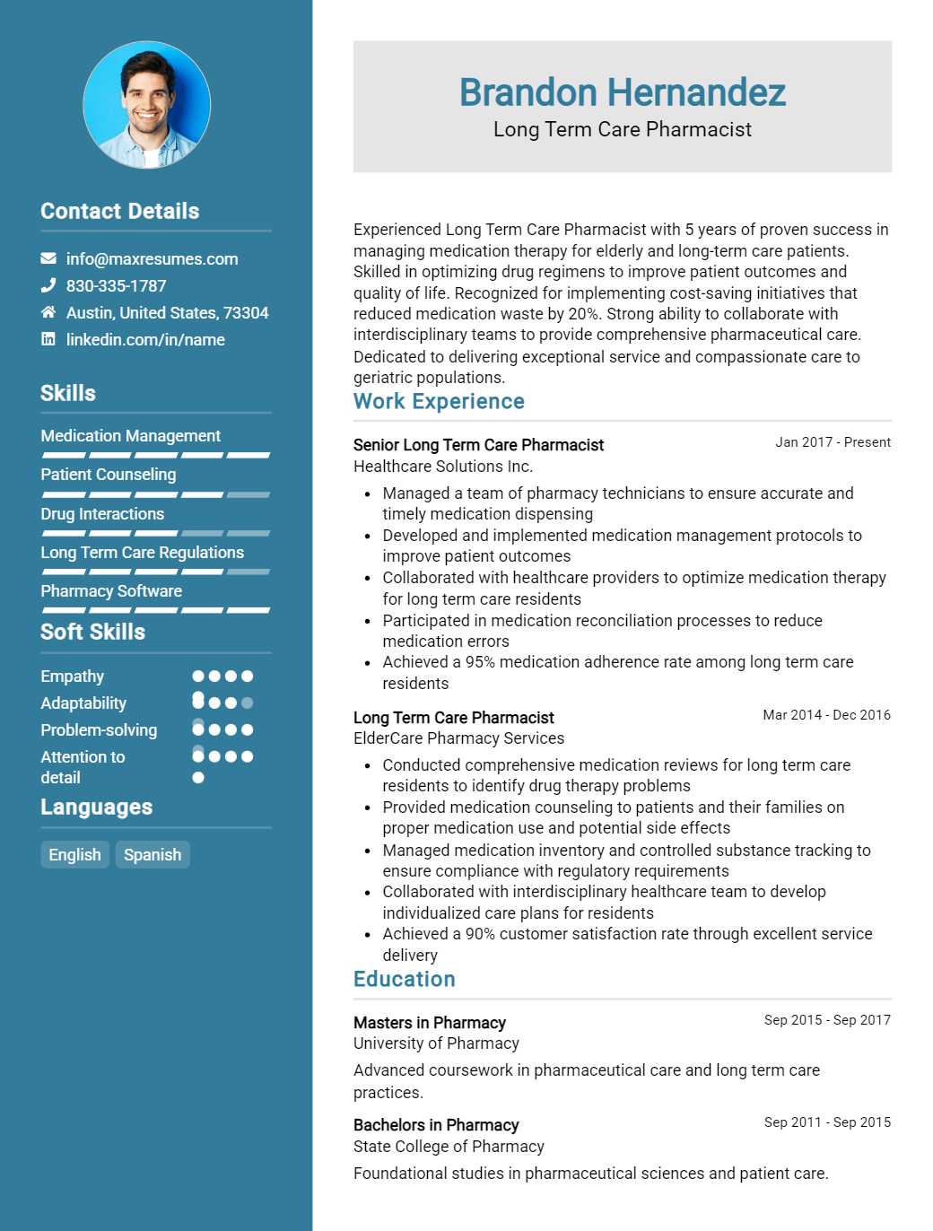 long-term-care-pharmacist-resume-sample