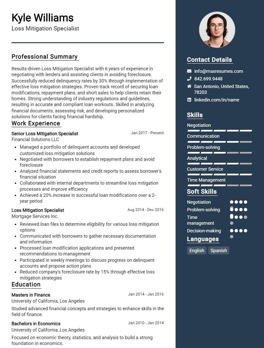 loss-mitigation-specialist-resume-sample