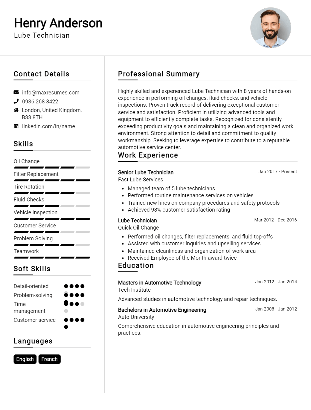 lube-technician-resume-sample