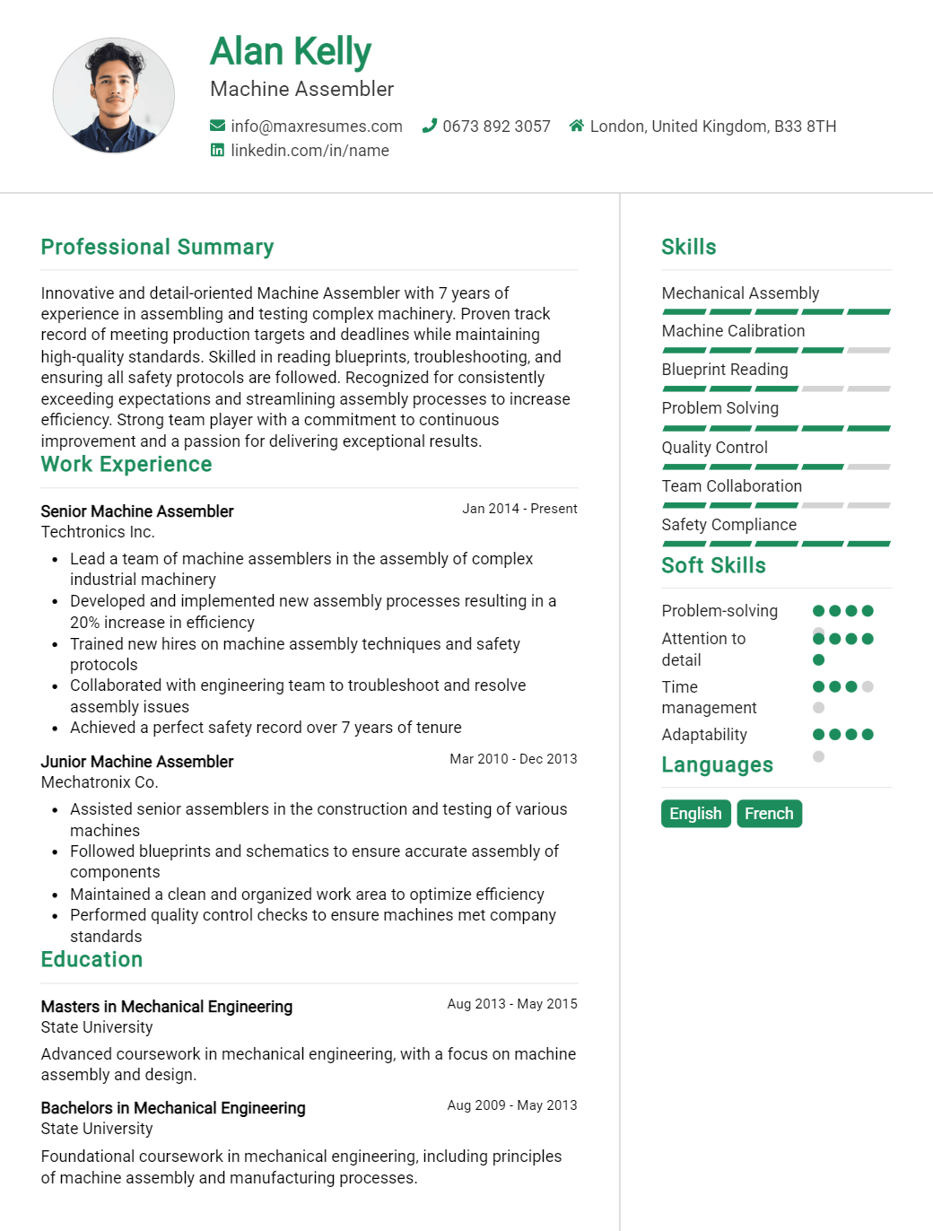machine-assembler-resume-sample