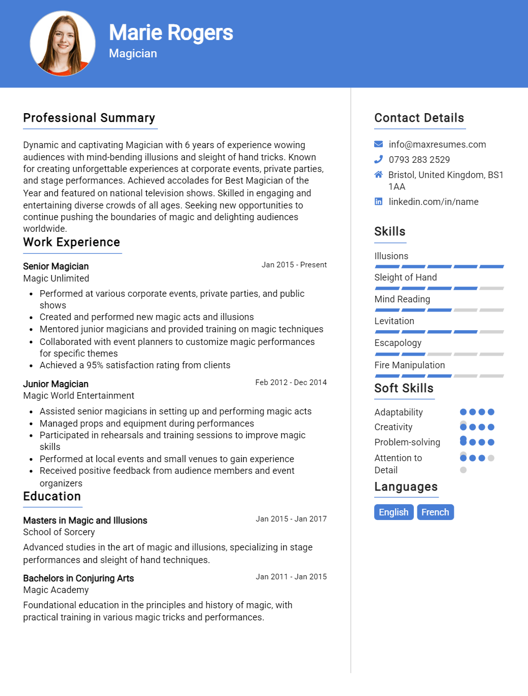 magician-resume-sample