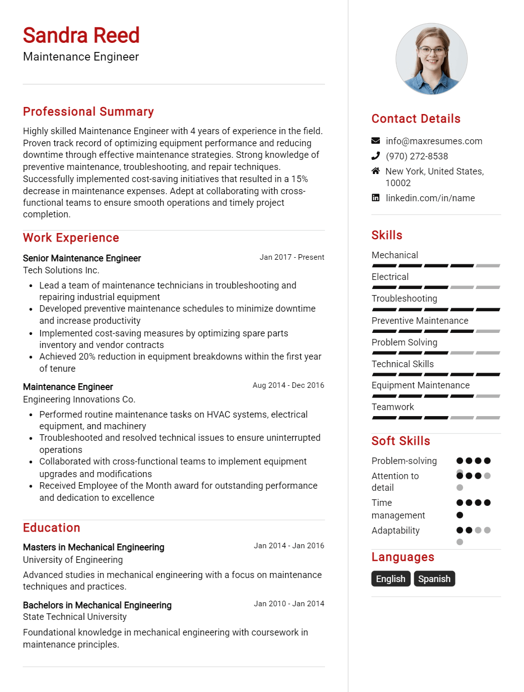 maintenance-engineer-resume-sample