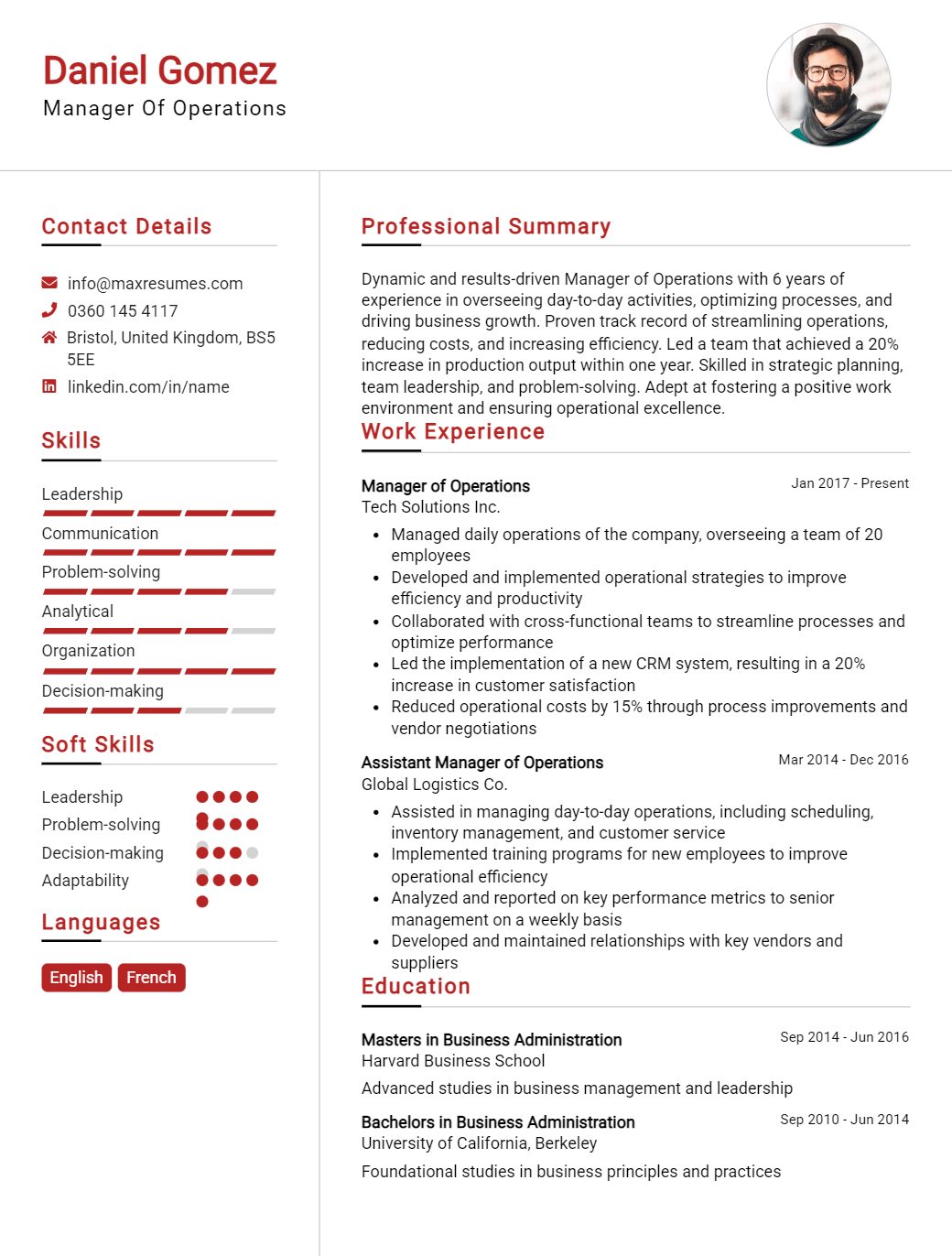manager-of-operations-resume-sample