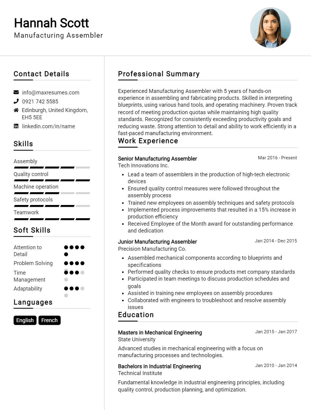 manufacturing-assembler-resume-sample