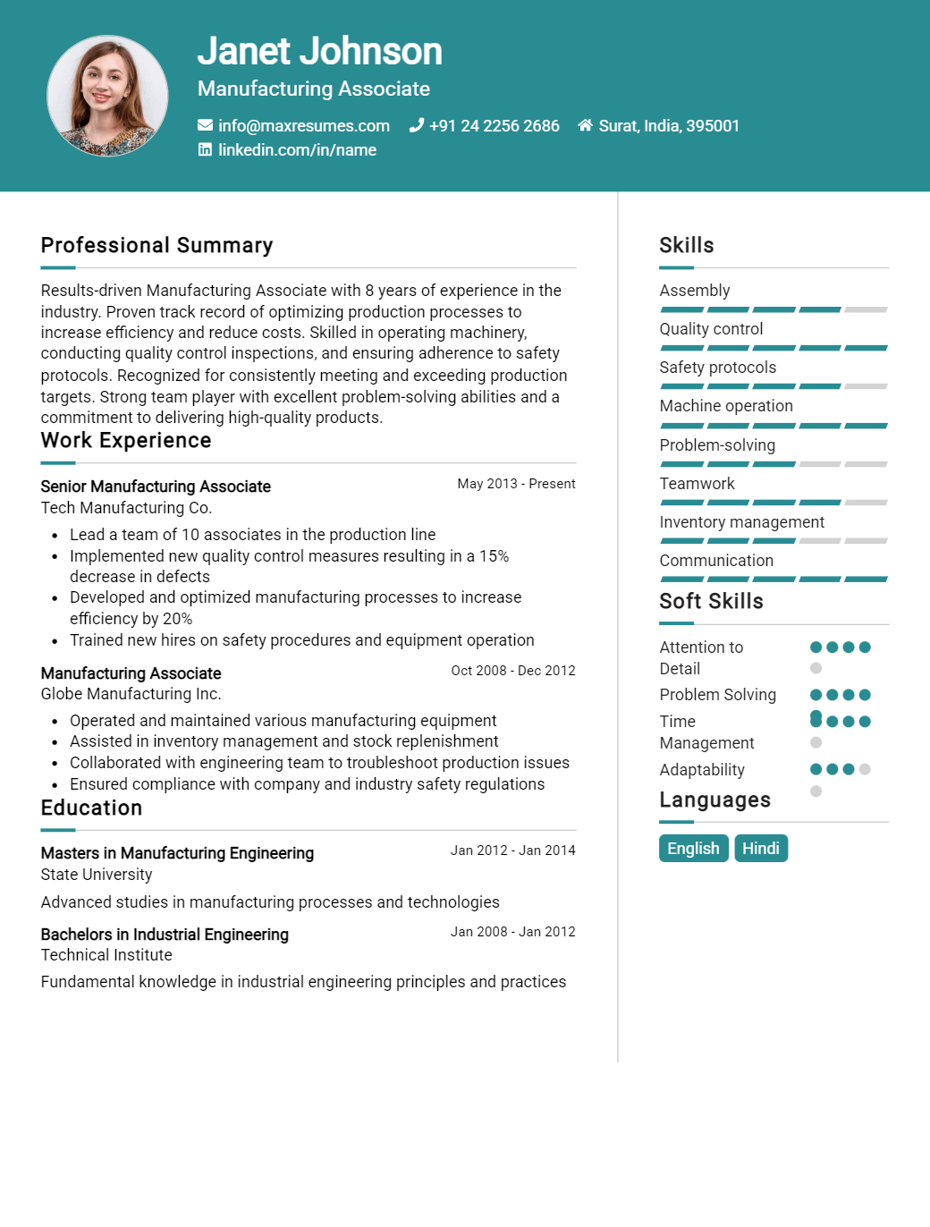 manufacturing-associate-resume-sample