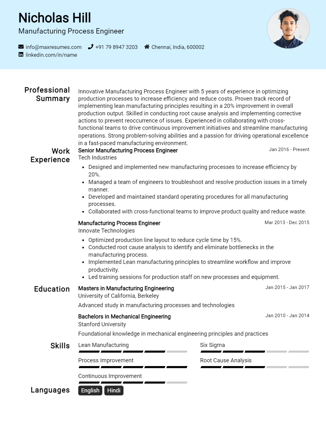 manufacturing-process-engineer-resume-sample