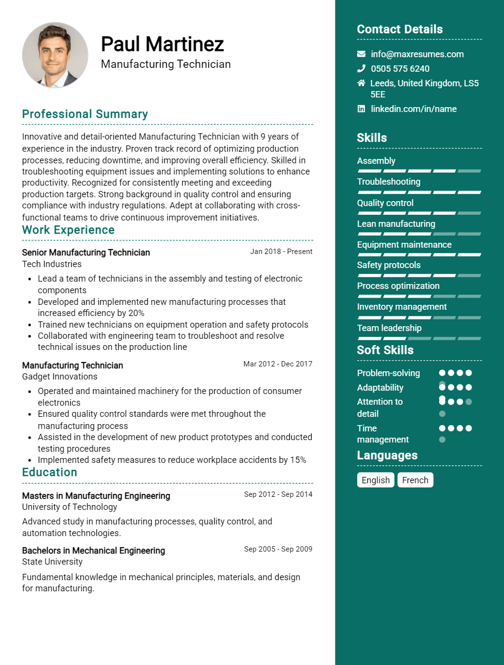 manufacturing-technician-resume-sample